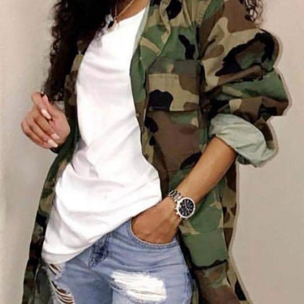 Women’s Camo Jacket Winter Long line Shirt
